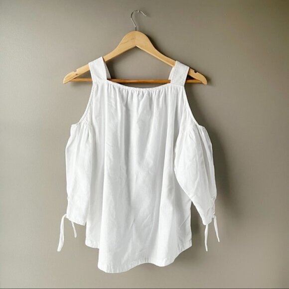 MADEWELL | White Cotton Cold Shoulder Top With Ties Size XS - Picture 5 of 7